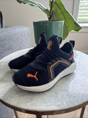 PUMA Kids Black and Orange Athletic Sneakers